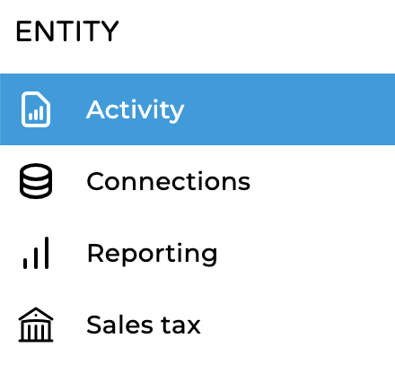 Screenshot showing Sales Tax option in the left navigation menu