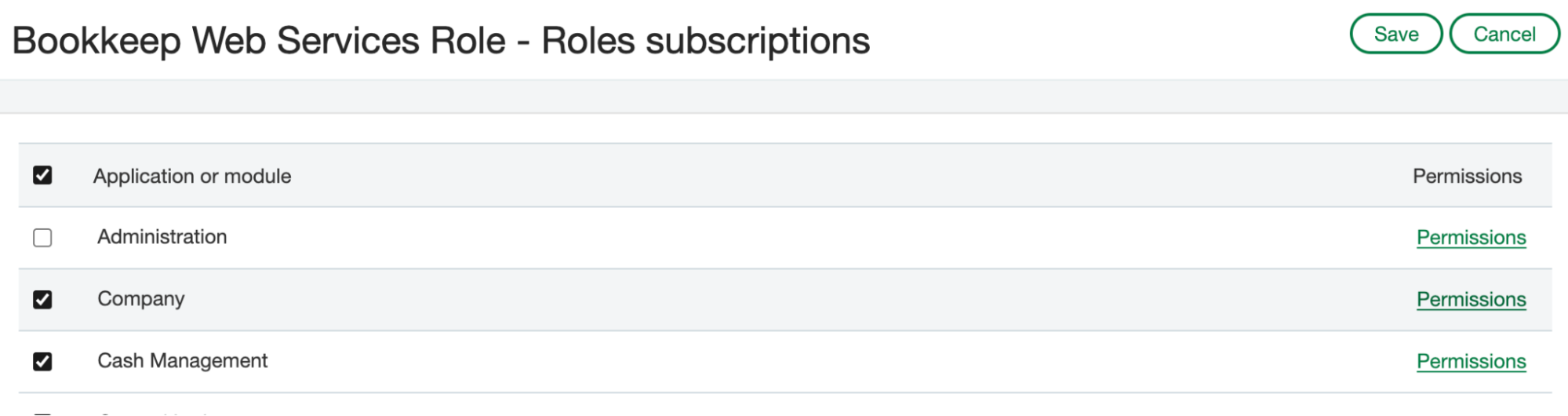 Intacct Role subscriptions