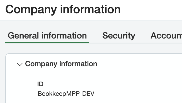 Intacct company ID