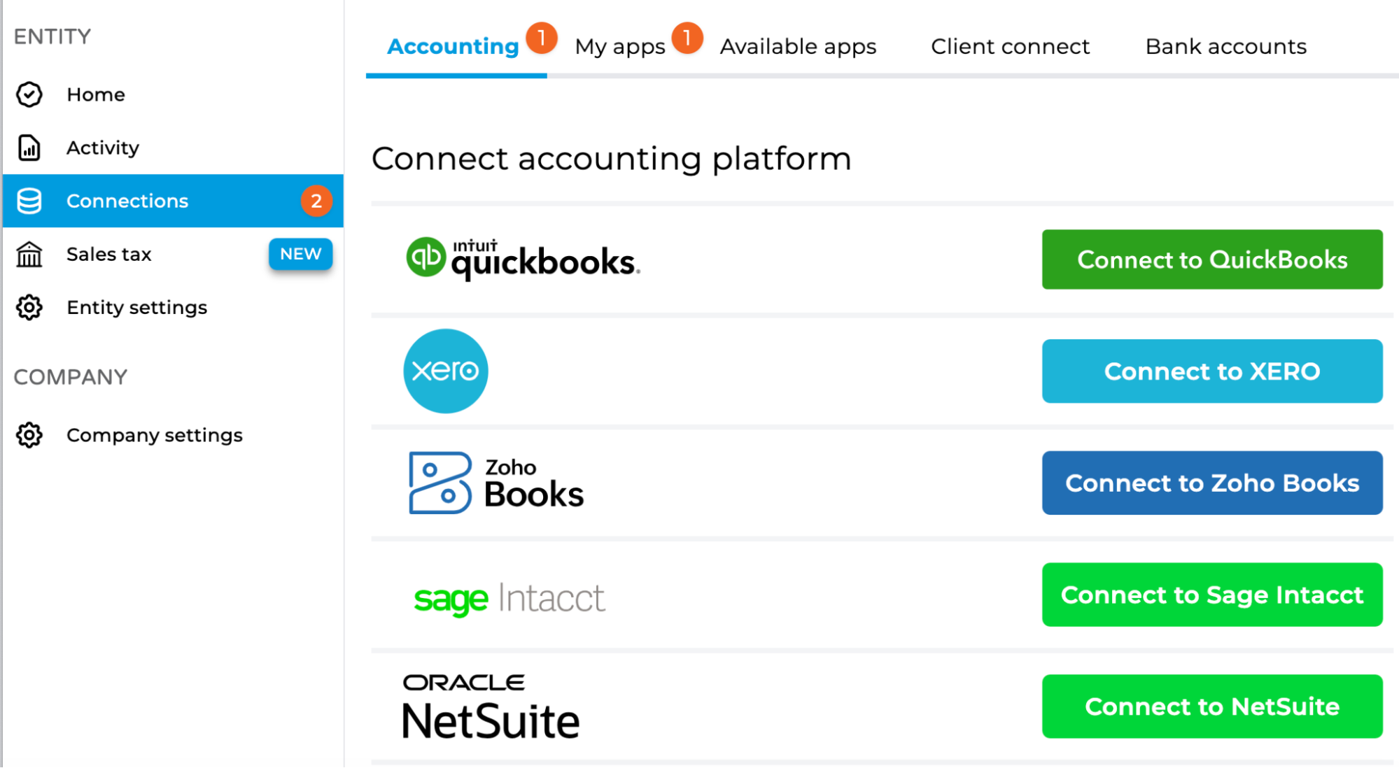 Bookkeep connect to Sage Intacct