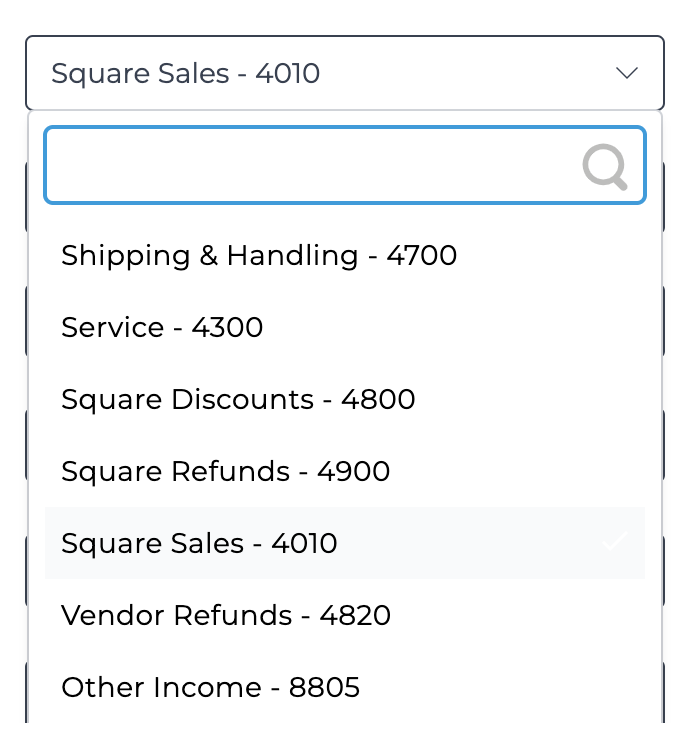 Account Selection Dropdown