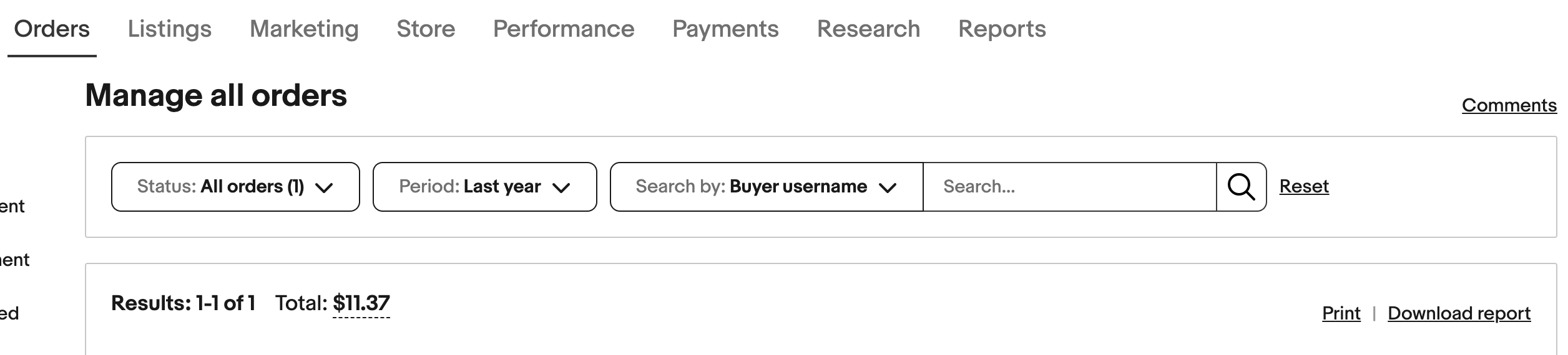 Image showing the process of exporting orders from eBay Seller Hub