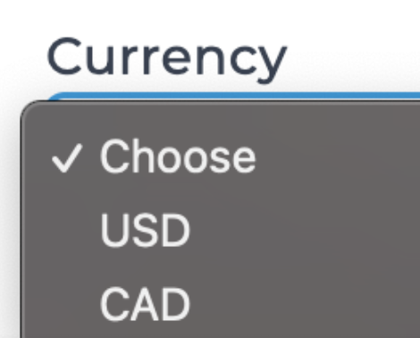 Select currency