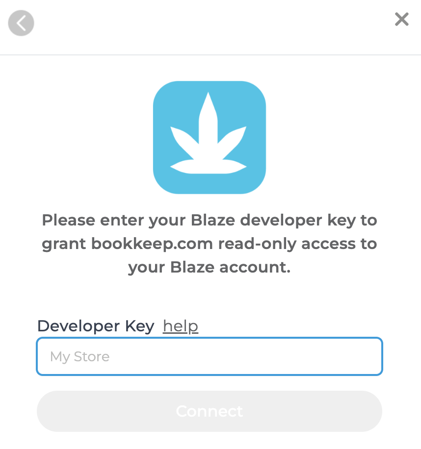 Screenshot showing the Connect now window for Blaze