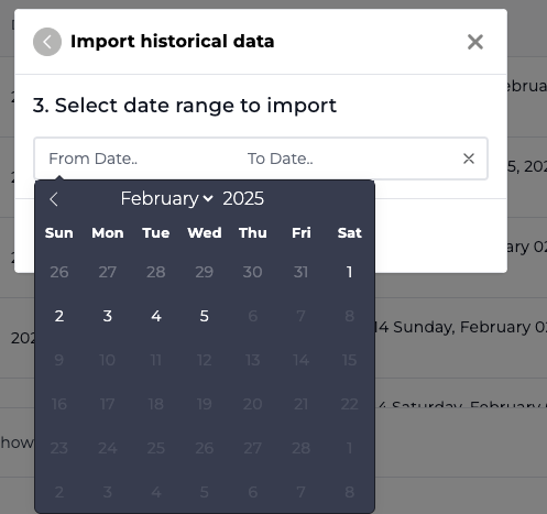 Select date range