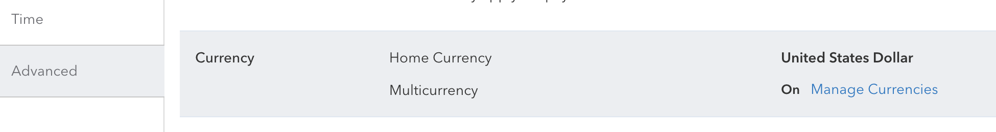 Screenshot showing the Multicurrency status in QuickBooks