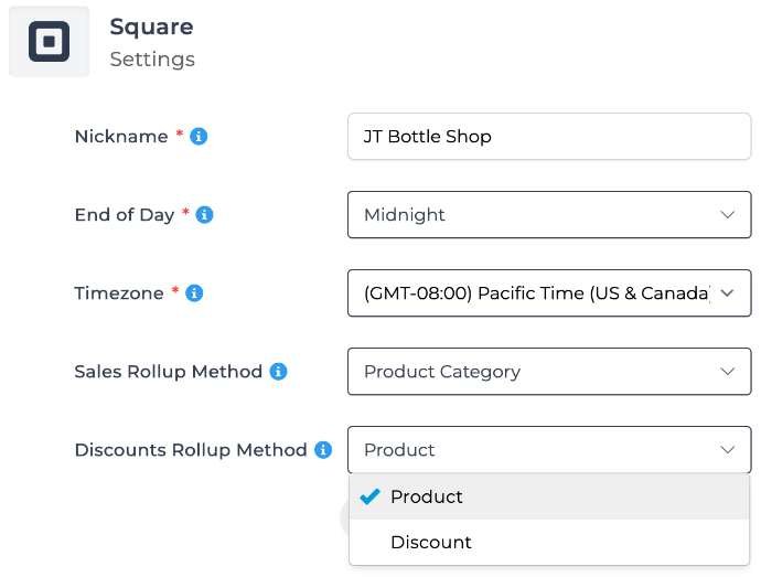 Discounts Rollup Method options: Product or Discount